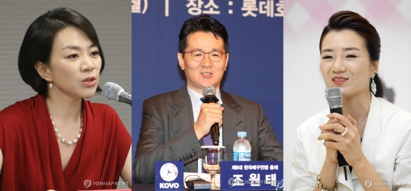(왼쪽부터) 조현아 사장, 조원태 사장, 조현민 전무(사진=연합뉴스)