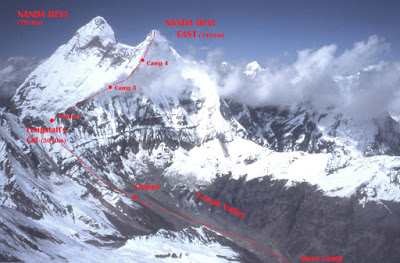 (자료=Nanda Devi(고도:25,643ft /7815m)는 인도에서 두 번째로 높은 산으로 인도와 네팔국경에서높은Kangchenjunga에 이른다)