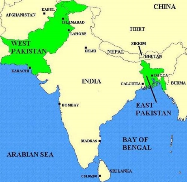 방글라데시 독립 이전의 파키스탄(1947~1971). (이미지=한국외국어대학교 인도연구소)