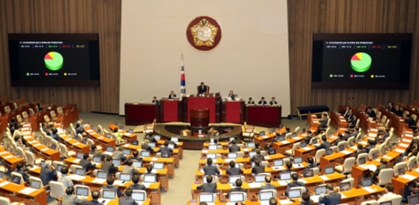 지난 20일 열린 국회 본회의에서 '인터넷전문은행 설립 및 운영에 관한 특례법'이 의결되고 있다.(사진=연합뉴스)