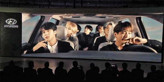 팰리세이드 광고영상에 등장한 인기 아이돌그룹 방탄소년단의 모습. (사진=현대차)
