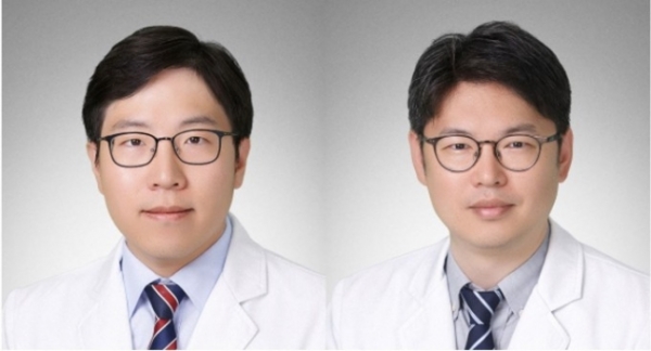 김찬(왼쪽)·전홍재(오른쪽) 차의과대 종양내과 교수 연구팀은 스팅이 면역증강 효과 이외에도 암 내부의 비정상적인 혈관을 차단하는 효과가 있음을 규명했다. (사진=과기부)